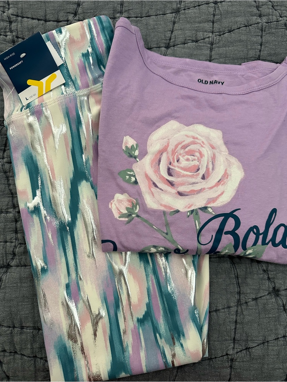Old Navy Pastel Brushstroke Active Set - Lavender & Teal Accents